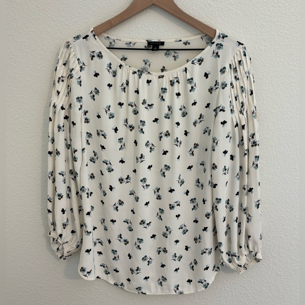 Ann Taylor Cream Floral Blouse
